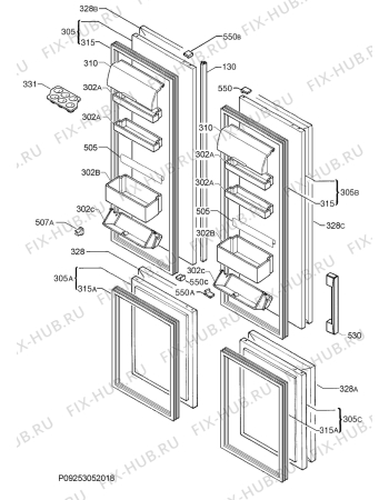 Взрыв-схема холодильника Electrolux ENX4596AOX - Схема узла Door 003